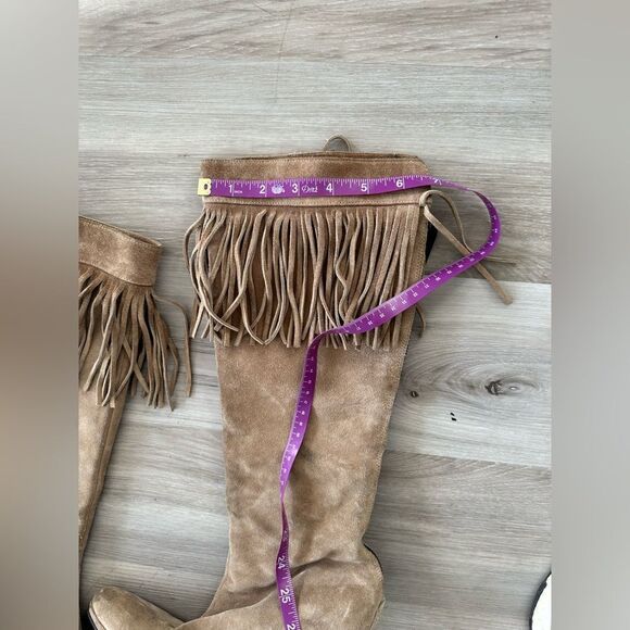 Helmut Lang long suede fringe heeled boots 7.5 - Picture 11 of 14